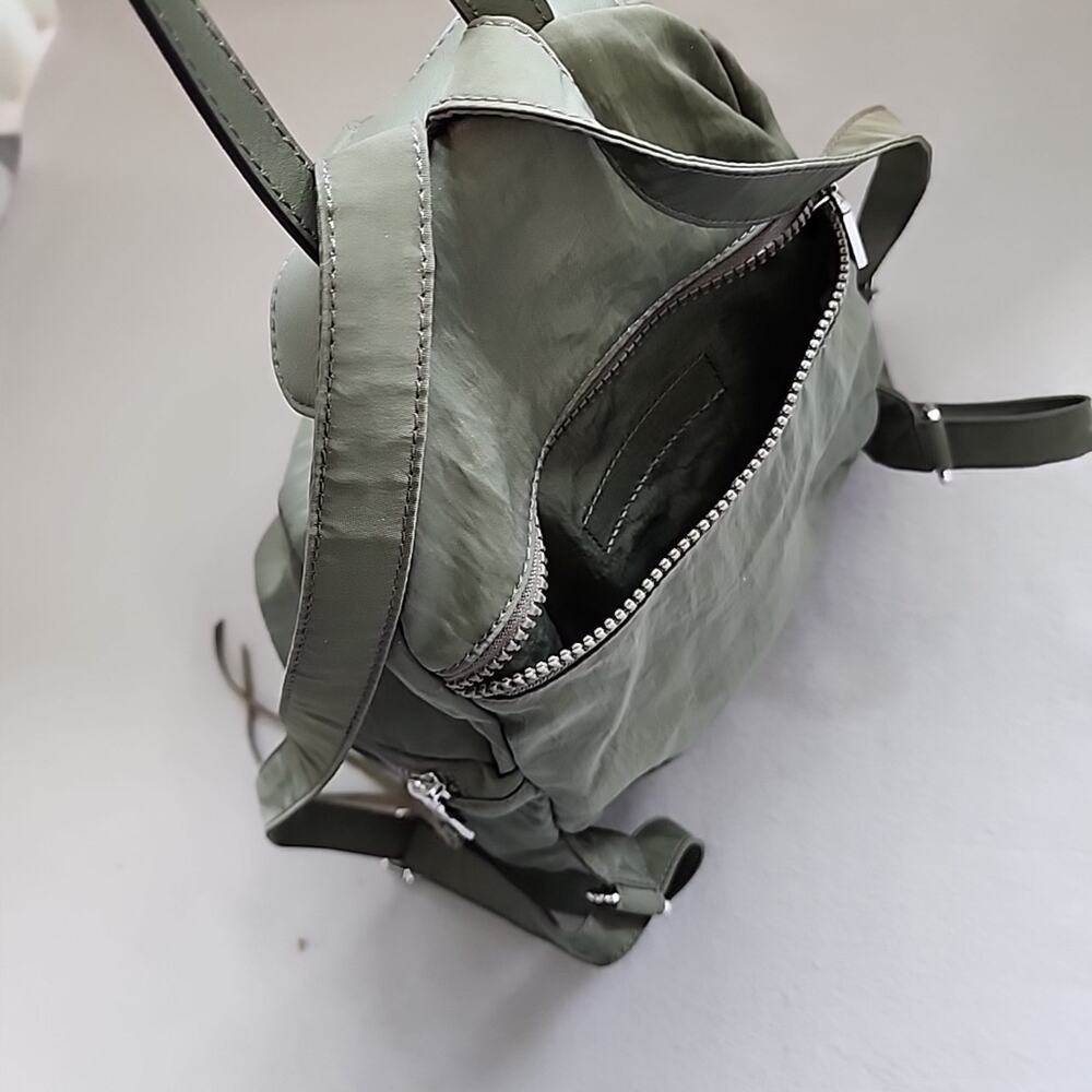 Rebecca Minkoff Julian Backpack Olive Green Nylon Utility Bag Silver Hardware - Picture 10 of 16